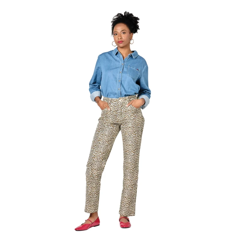 Image of F.A.M. Paris Womens boyfriend jeans F.A.M. Paris Manon Leopard Marron Female L