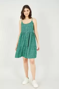 Image of Green Ditsy Floral Tiered Dress