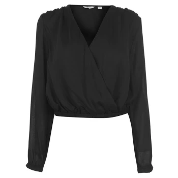 Image of Jack Wills Brasside V Neck Textured Blouse - Black