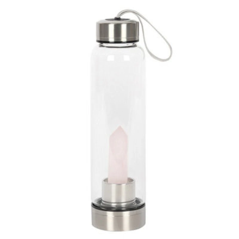 Image of Something Different Something Different Rose Quartz Glass Water Bottle in Clear Clear One Size Unisex 5059958594753
