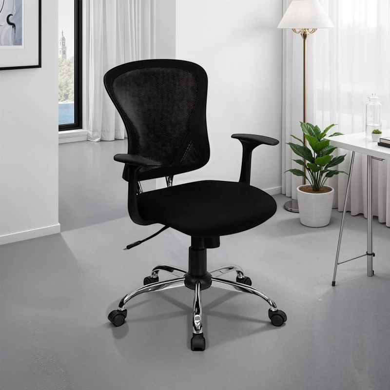 Image of FWStyle FWStyle Black Mesh Back Ergonomic Breathable Office Chair Black One Size Unisex 5056413134141