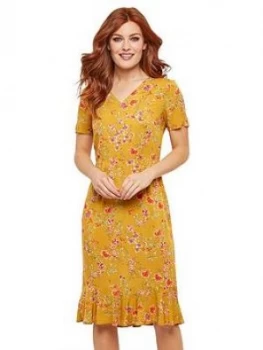 Image of Joe Browns Vintage Florals Dress - Mustard, Mustard, Size 18, Women