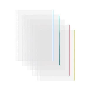 Image of Coloured Edge Punched Pockets A4 Pack of 100 9410410