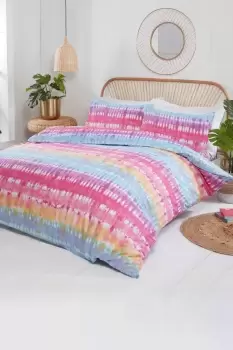 Image of Tie Dye Duvet Set - Size: Double - Blue - Print