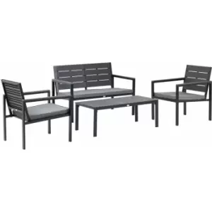 Image of Outsunny - 4 Piece Outdoor Conversation Furniture Set with Coffee Table & Cushions - Grey