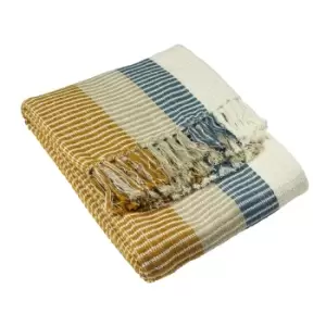 Image of Tulsa Striped Throw Teal/Ochre