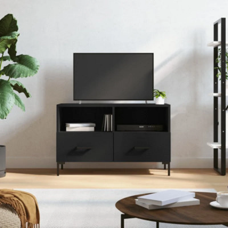 Image of Vidaxl TV Cabinet Black 80X36X50 Cm Engineered Wood