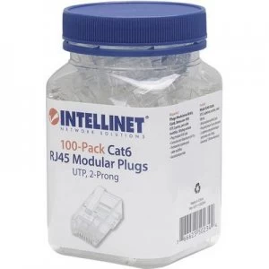 Image of Intellilnet 100er-Pack Cat6 RJ45 Modular Plug UTP 2-point wire contacting for wire wire wire wire wire wire wire wire 100 plugs per pool Crimp contact