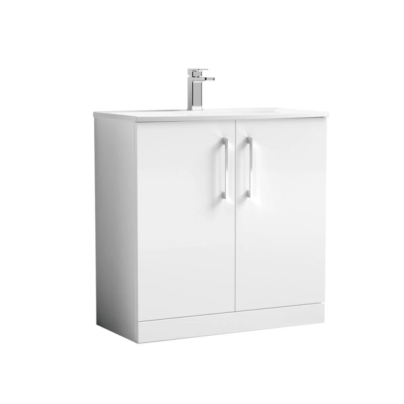 Image of Balterley Bathroom 2-Door Floor-Standing Curved Basin Vanity Unit, White, 800mm in White White Unisex