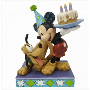 Image of Pluto and Mickey Disney Traditions Birthday Figurine