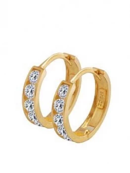 Image of Love Gold 9Ct Gold Cubic Zirconia Huggie Hoop Earrings