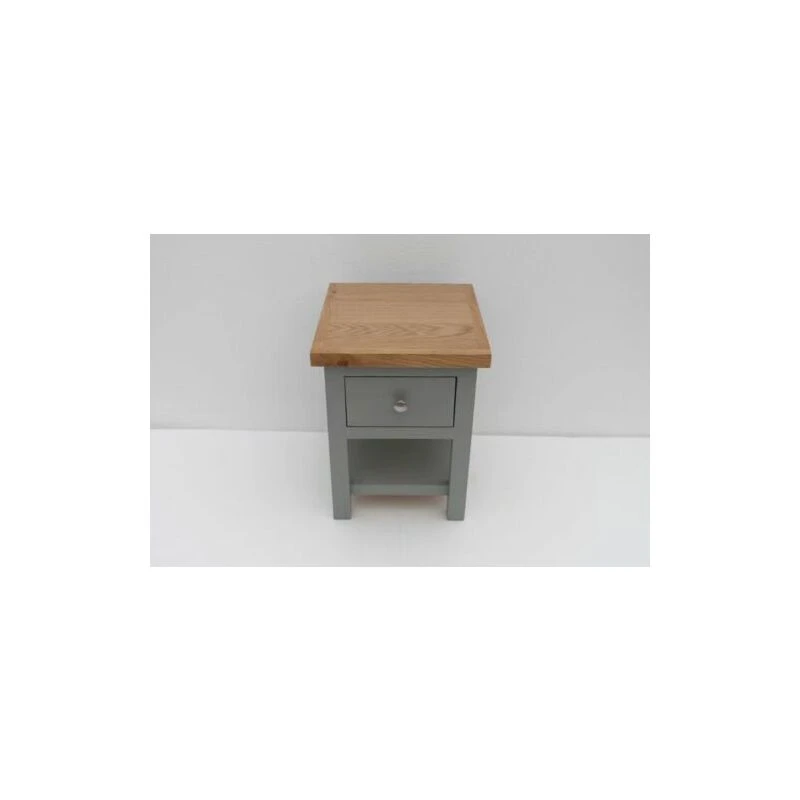 Image of FURNITURE ONE Furniture One - Small Painted Oak Compact Side Table with Drawer and Shelf - Light Grey - Light Grey A1362-UK-F