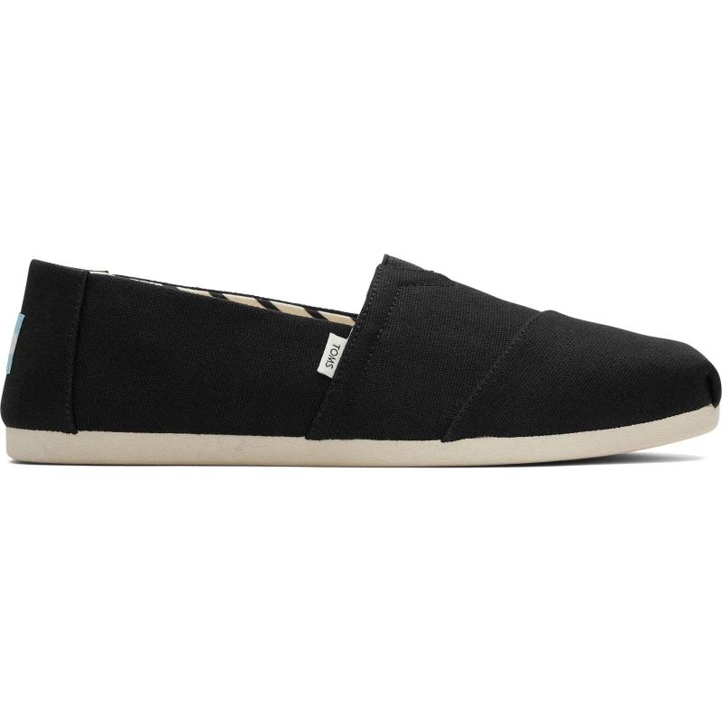 Image of TOMS Mens Classic Alpargata Slip Ons Black Recycled Cotton Canvas, 11
