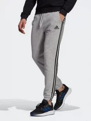 Image of adidas Essentials French Terry Tapered 3-stripes Joggers, Grey/Black, Size 2XL, Men