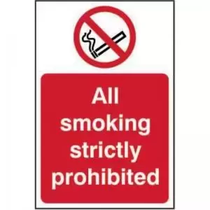 Image of All Smoking Strictly Prohibited&rsquo; Sign; Non Adhesive Rigid