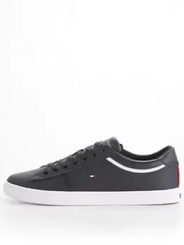 Image of Tommy Hilfiger Iconic Leather Vulc Punched Trainers - Blue Size 41, Men