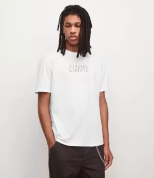 Image of AllSaints Mens Shadow Crew T-Shirt, Optic White, Size: M