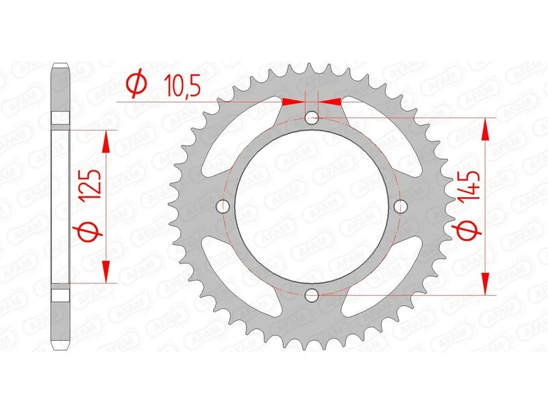 Image of AFAM Steel Standard Rear Sprocket 12505 - 520