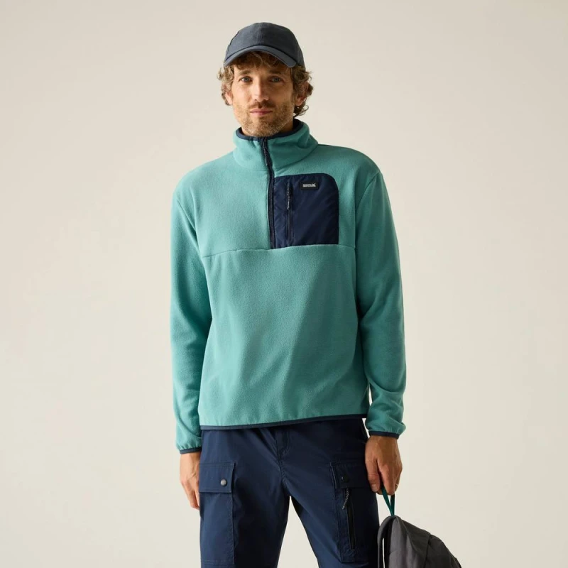 Image of Regatta Mens Frankie Half Zip Fleece in Aqua Size: Medium Aqua Male M