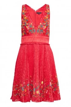 Image of French Connection Amity Lace Flared Dress Red