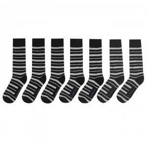 Image of Kangol Formal 7 Pack Socks Mens - Bk Ch Nv Stripe