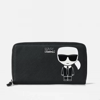 Image of KARL LAGERFELD Womens K/Ikonik Cont Zip Wallet - Black