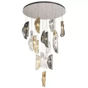 Image of Ceiling Cluster Pendant 5M, 21 x G9, Polished Chrome, Clear & Amber & Smoked Glass - Luminosa Lighting