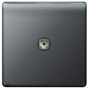 Image of Wickes Single Screwless Flat Plate Coaxial Socket - Black