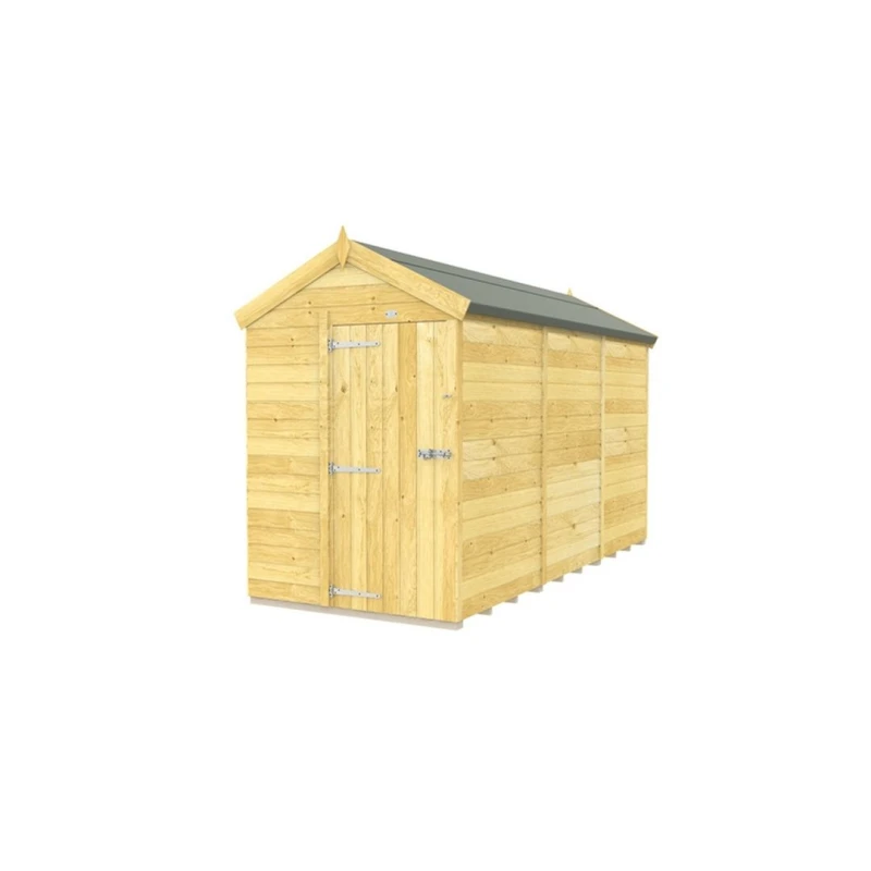 Image of Buttercup Farm 5 x 12 Feet Apex Shed - Single Door W/O Window - L358 x W147 x H217cm in Brown Brown Unisex
