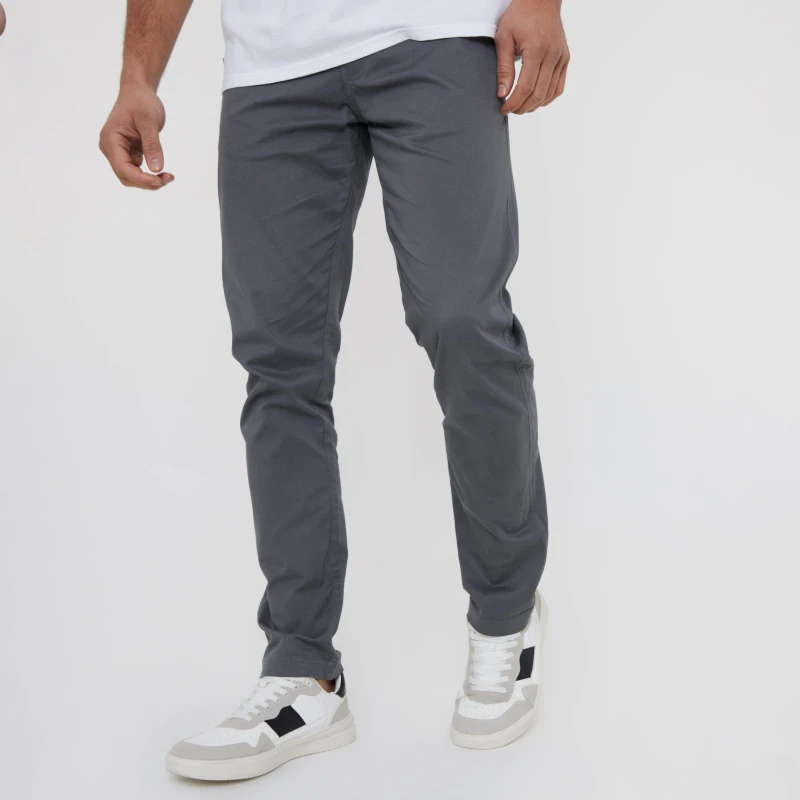 Image of Threadbare Cotton Regular Fit Chino Trousers with Stretch - Grey Grey One Size