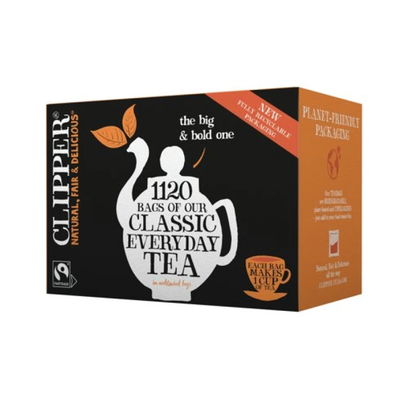 Image of Clipper Fairtrade Everyday One Cup Tea Bags (Pack 1120) - NWT235