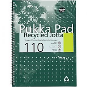 Image of Pukka Pad Jotta A4 Wirebound Green Cardboard Cover Notebook Ruled Recycled 110 Pages Pack of 3