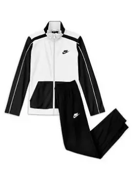 Image of Boys, Nike Older Unisex Nsw Futura Poly Cuff Tracksuit, White/Black, Size S=8-10 Years