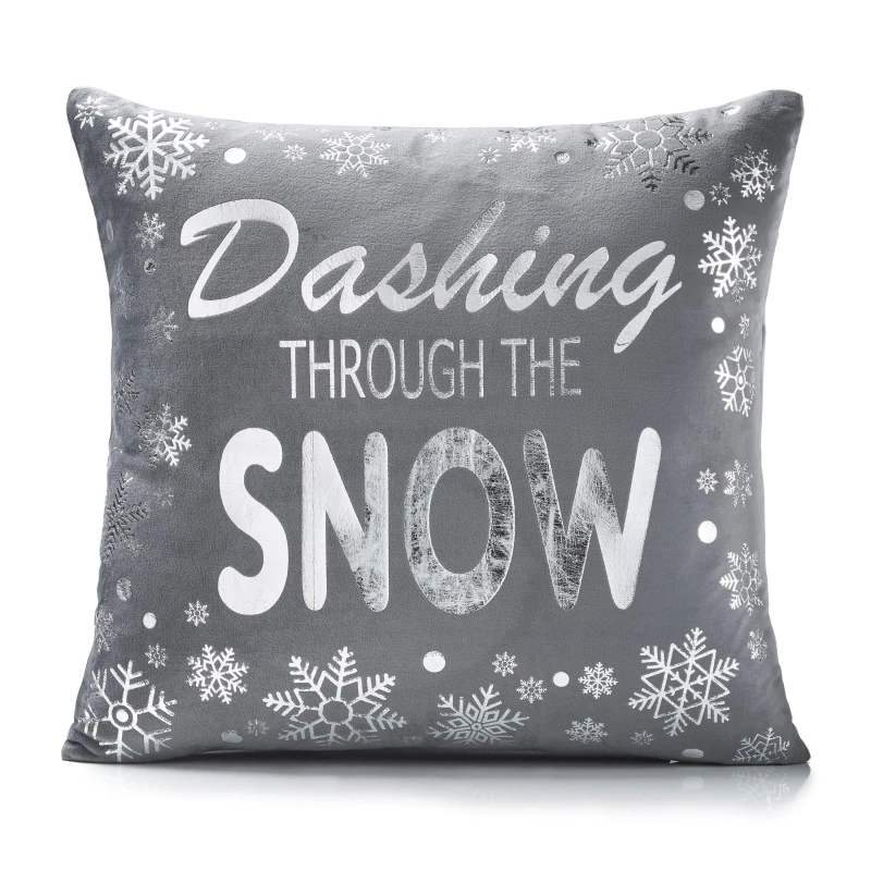 Image of Alan Symonds Dashing Through The Snow Christmas Cushion Grey unisex 45x45cm