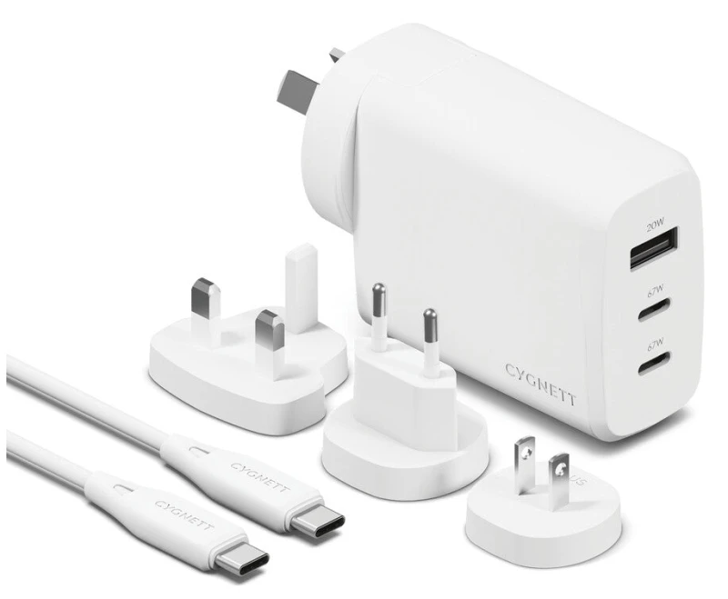 Image of Cygnett Voyager 67w Multiport GaN Travel Wall Charger - White