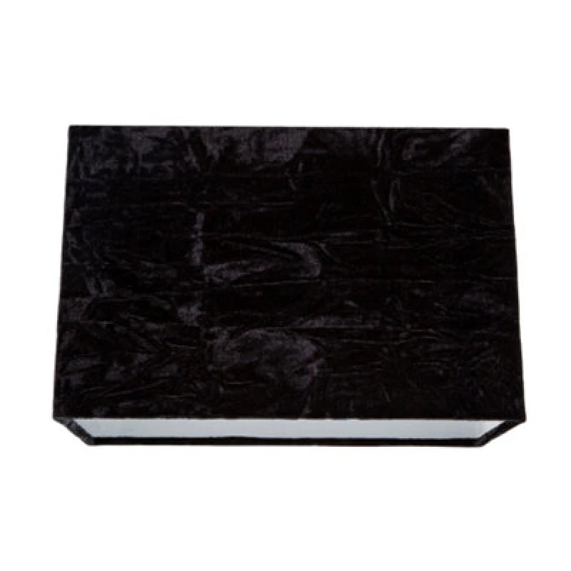 Image of Happy Homewares Contemporary Designer Jet Black Crushed Velvet Fabric Rectangular Lamp Shade