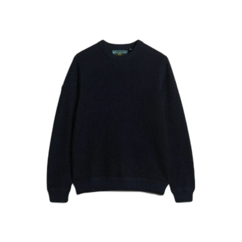 Image of Superdry Lightweight textured cotton sweater Superdry Bleu Male S