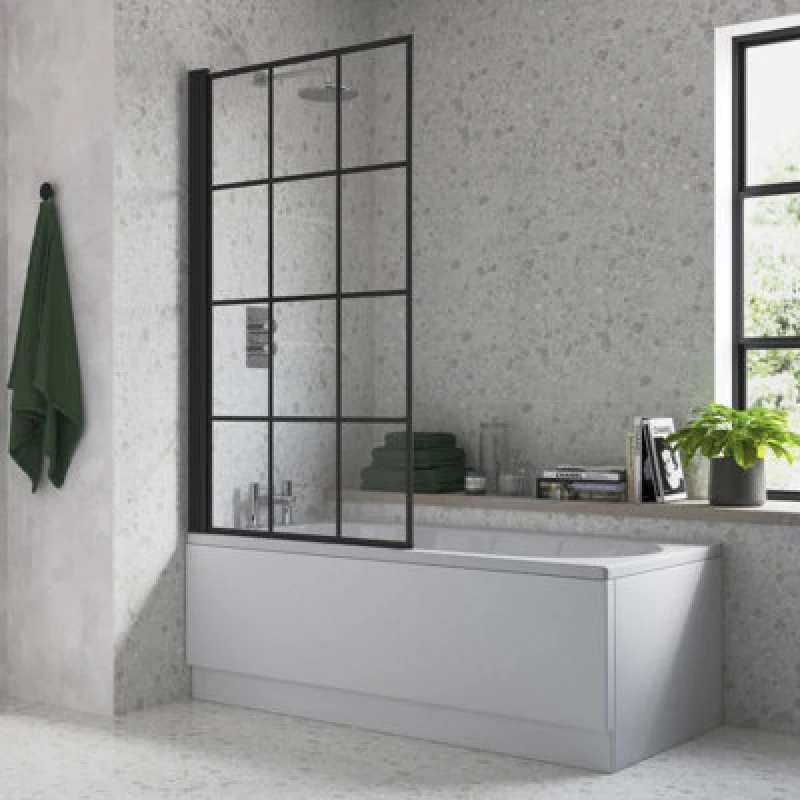Image of Scudo S6 Black Grid Bath Screen 1400 X 800