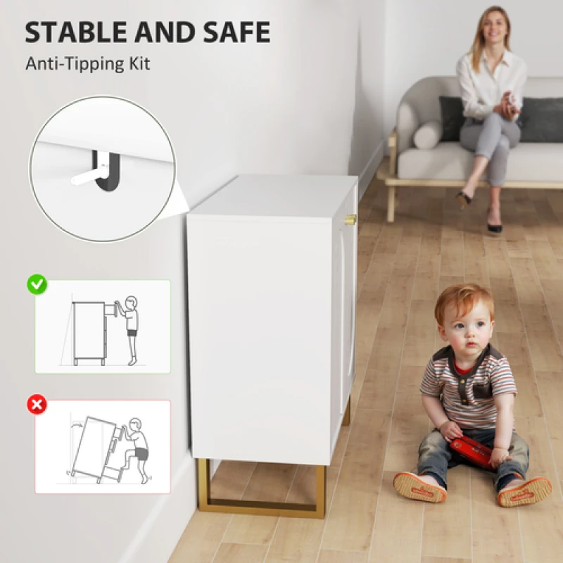 Image of HOMCOM HOMCOM Sideboard with Adjustable Shelves & 2 Doors for Living Room, White White One Size Unisex 5063603806986