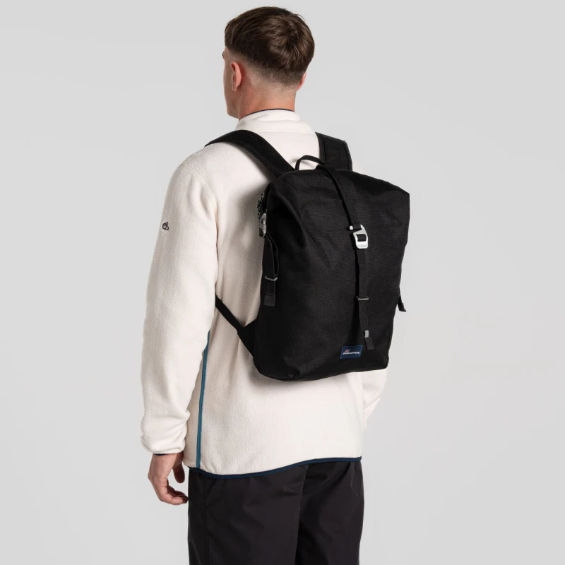 Image of Craghoppers Craghoppers 16L Kiwi Classic Rolltop Backpack in Jet Black Jet Black One Size Unisex 5063260114189