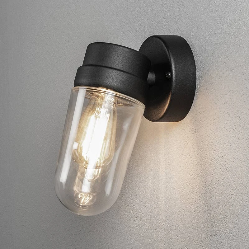 Image of Konstsmide Konstsmide Vega Outdoor Wall Light with Oval Glass - Black