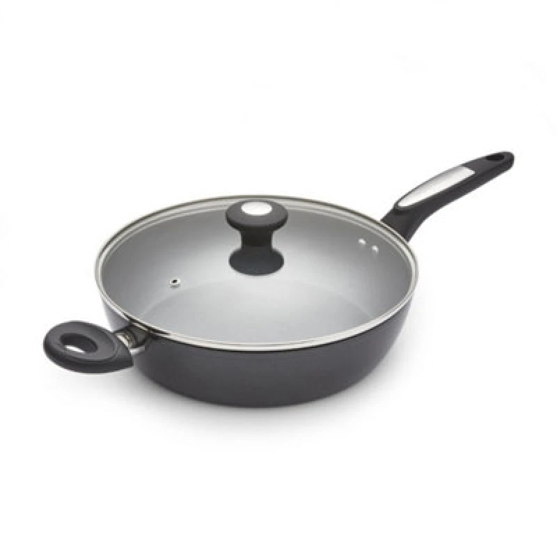 Image of Morphy Richards 28cm Forged Aluminium Lidded Saute Pan in Black One Size Unisex 5056765400895