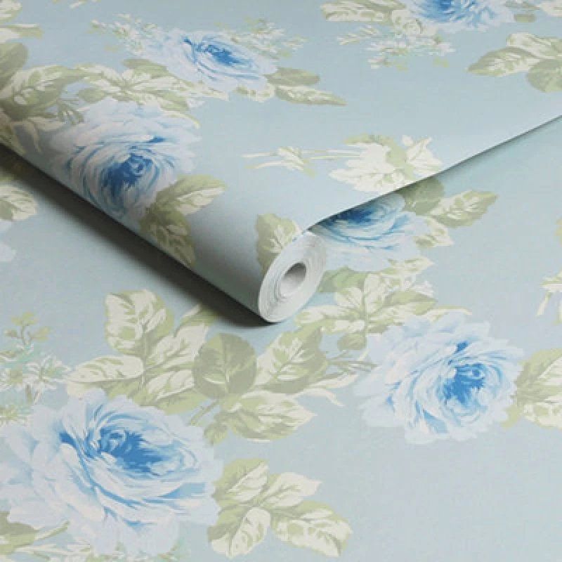 Image of Shabby Chic by Rachel Ashwell Royal Bouquet Blue Floral Wallpaper Wallpaper One Size Blue 71540918000