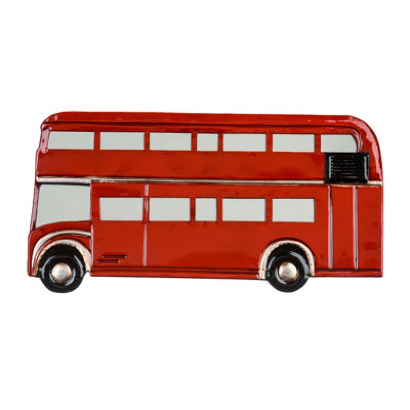 Image of Premier Housewares Red Bus Metal Wall Art Home Wall Decor Red