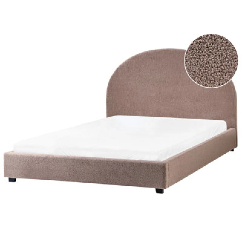 Image of Beliani Bed Boucle Vaucluse 140 X 200 Cm (Eu Double) Taupe