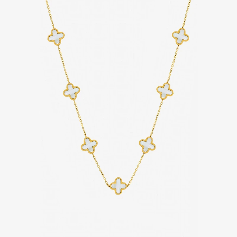 Image of Jon Richard Gold Waterproof Mother of Pearl Clover Necklace Gold female One Size