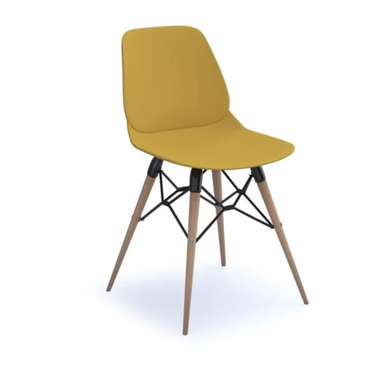 Image of Strut Multi - Purpose Chair with Oak Frame and Black Detailing - Mustard