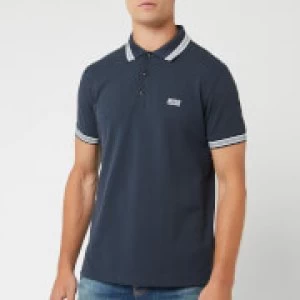 Image of Hugo Boss Athleisure Paddy Tipped Collar Polo Shirt Navy Size L Men
