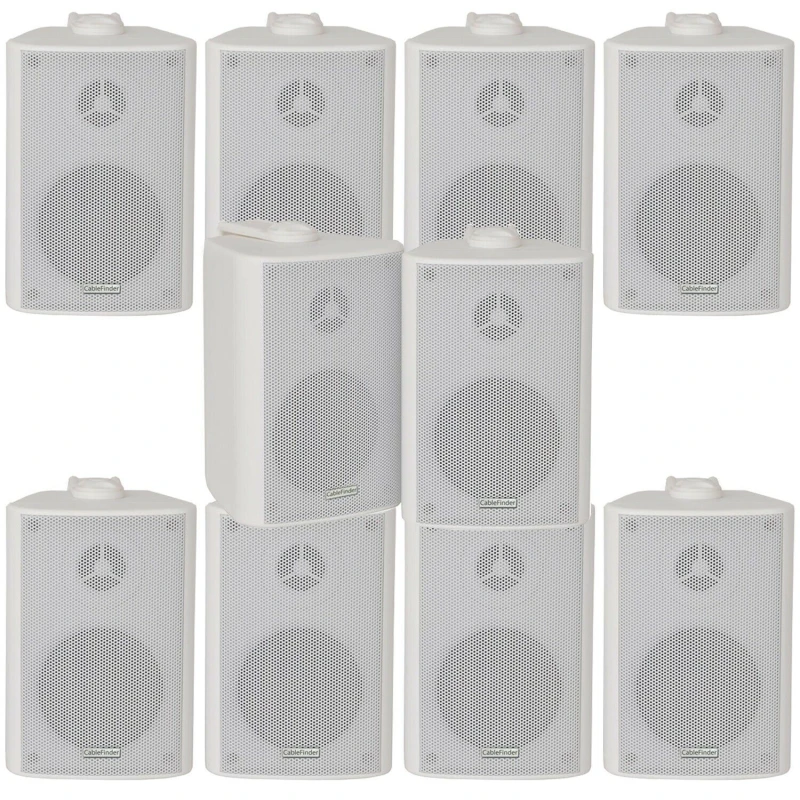 Image of Loops 10x 60W 2 Way White Wall Mounted Stereo Speakers 3" 8Ohm Mini Background Music White unisex
