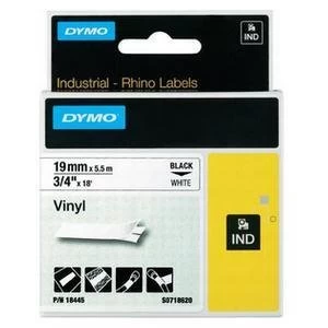 Image of Dymo 18445 Black on White Label Tape 19mm x 5.5m